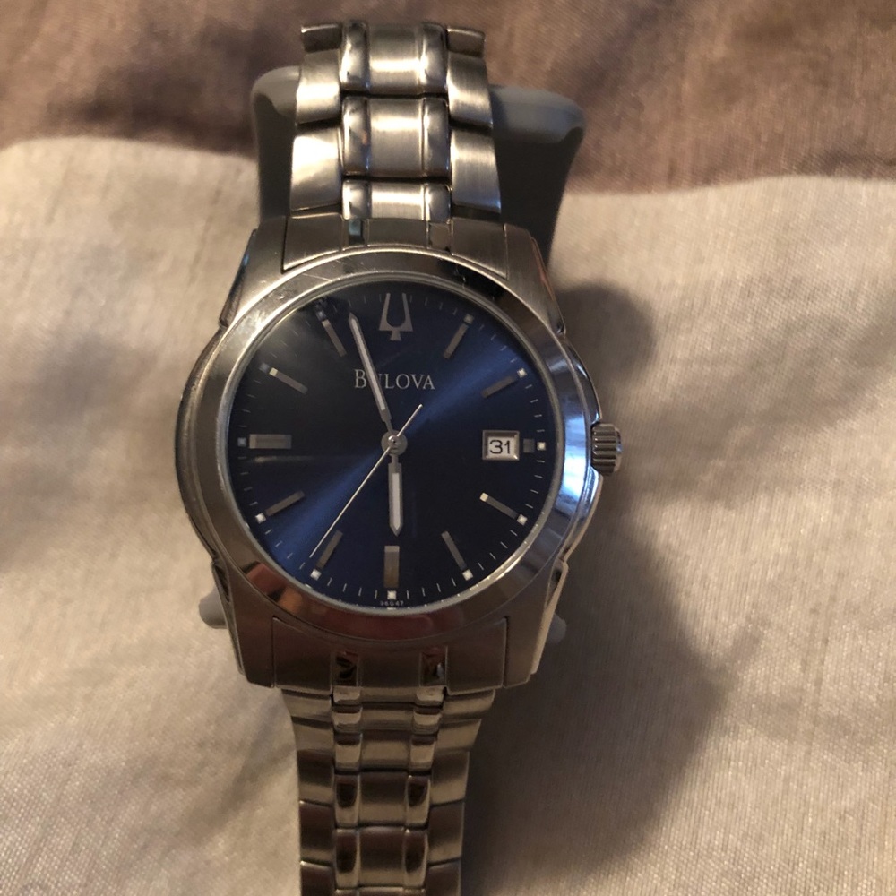 Blue dial mans Bulova watch